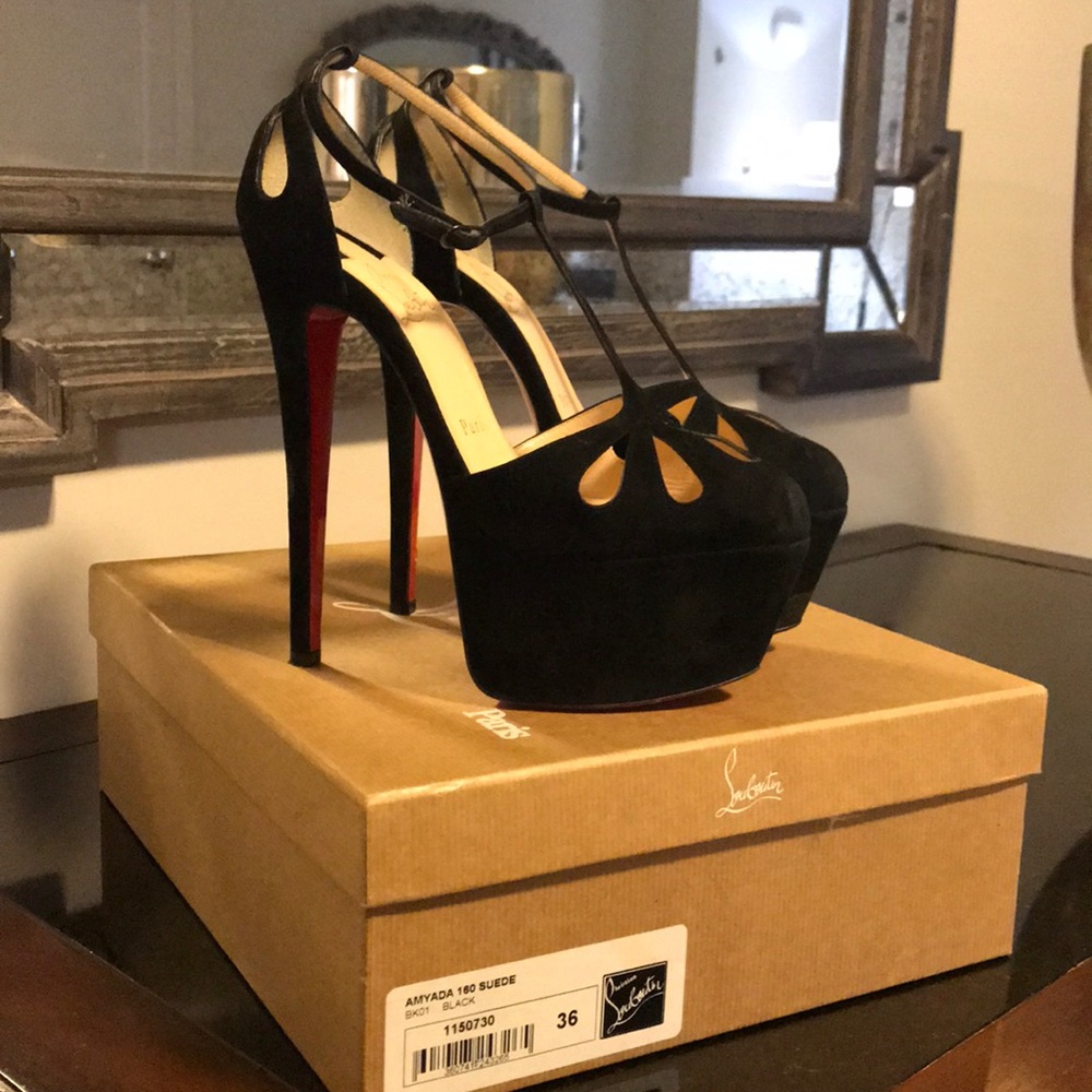 Christian Louboutin Amyada 160 Suede T-strap heels